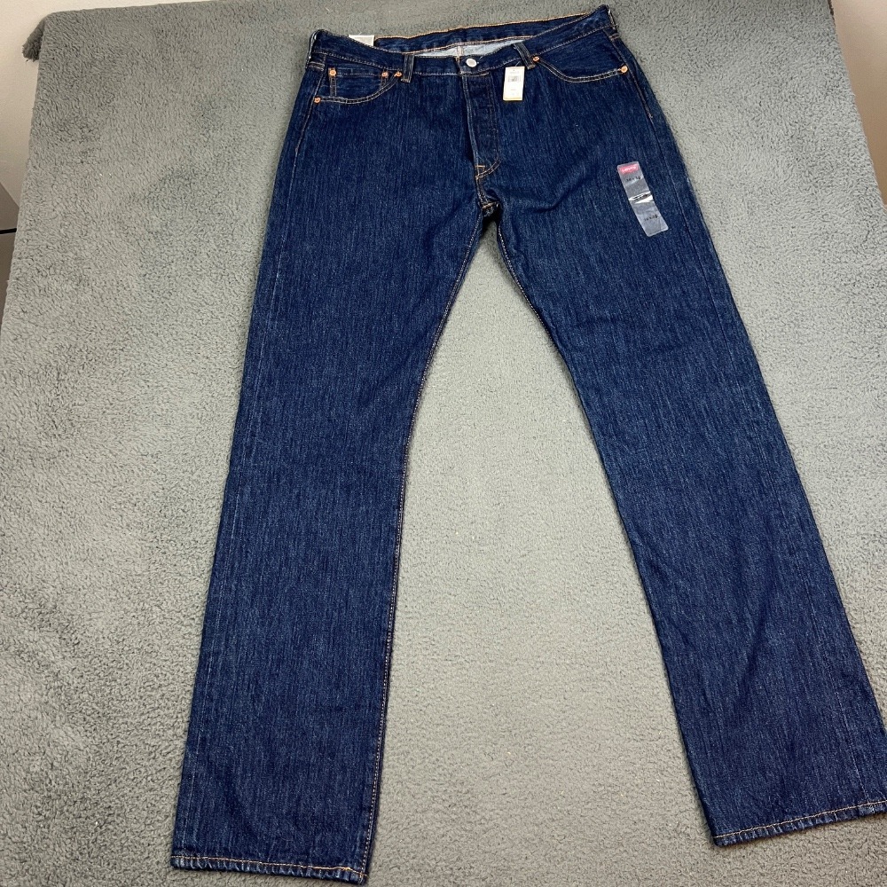 Levis 501 Original Fit Jeans Mens 36x36 Straight Leg Button Fly Dark Wash